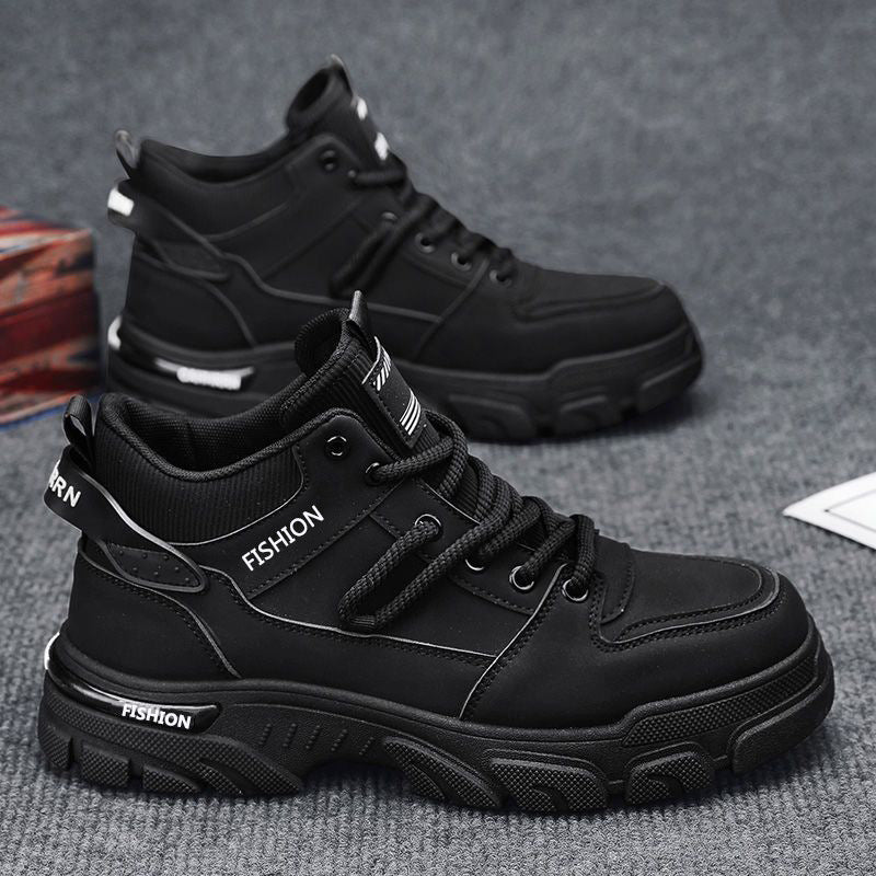 Men's Non-Slip High-Top Outdoor Sports Boots - Mesh Lining, Rubber Sole, Round Toe Lace-Up Athletic Footwear