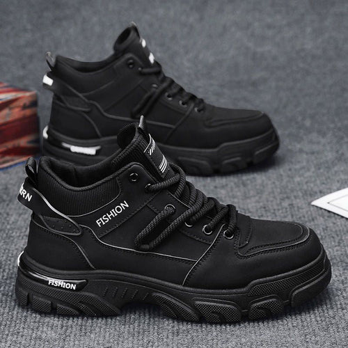 Men's Non-Slip High-Top Outdoor Sports Boots - Mesh Lining, Rubber Sole, Round Toe Lace-Up Athletic Footwear