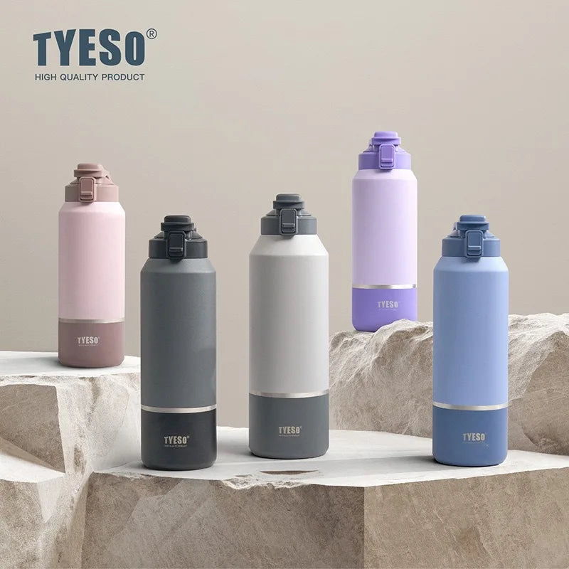 Insulated Stainless Steel Water Bottle - 40/51/68oz (1200/1500/2000ml) Travel Mug with Handle & Leak-Proof Pop-Up Lid for Hiking