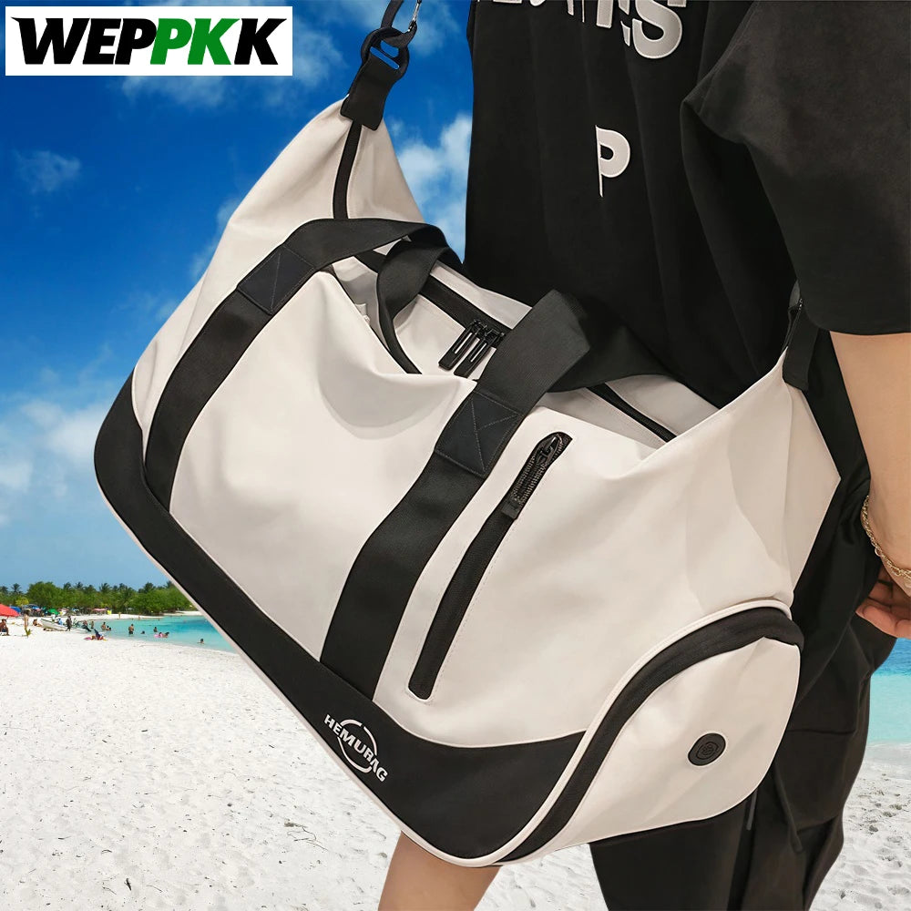 1Pcs Gym Bag for Women Men Sports, Gyms, Weekend Getaway, Waterproof Duffle Bag with Shoe & Wet Clothes Compartments