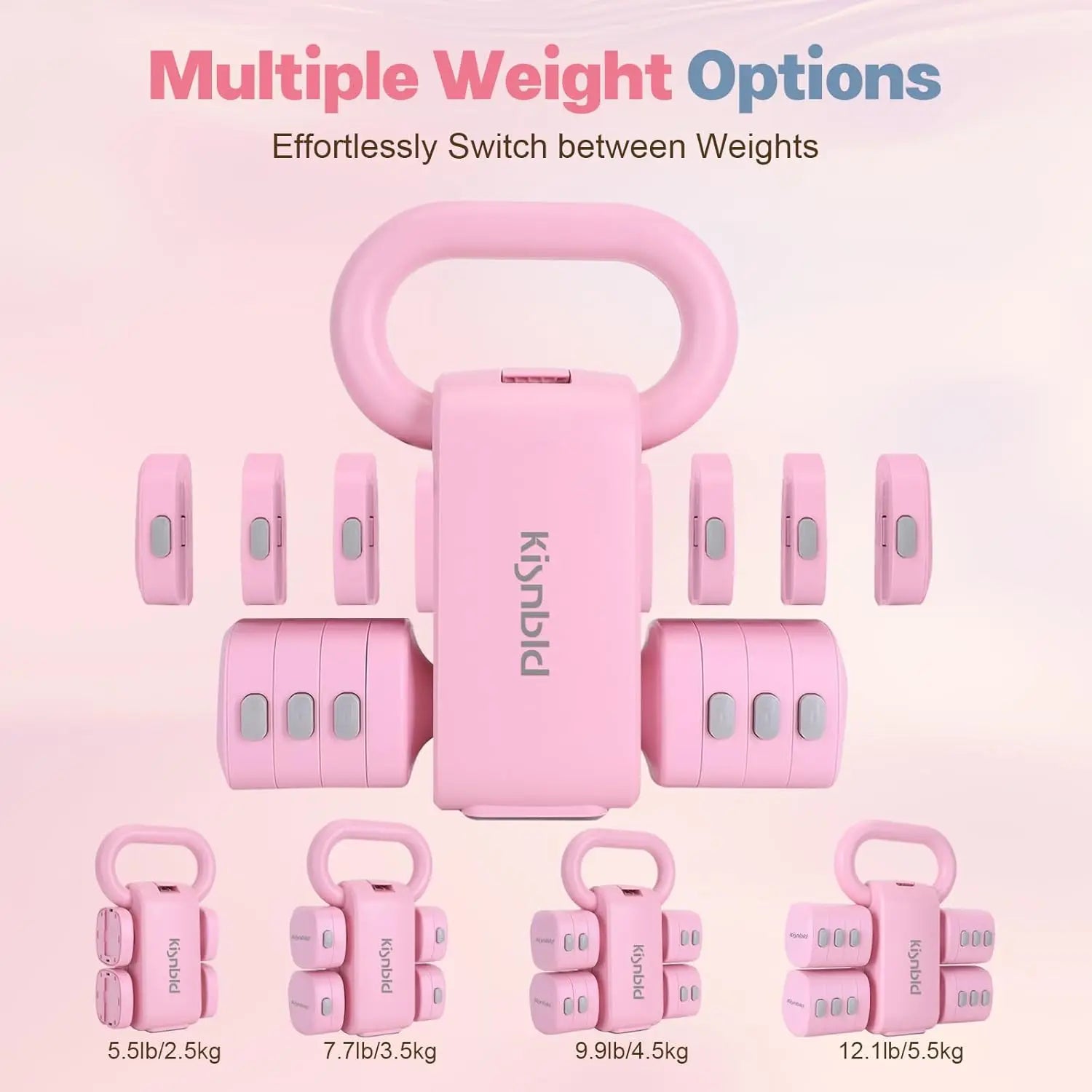 Adjustable Dumbbell Set of 2, 4 in 1 Free Weights Dumbbells Set for Women with Fast Adjustment,