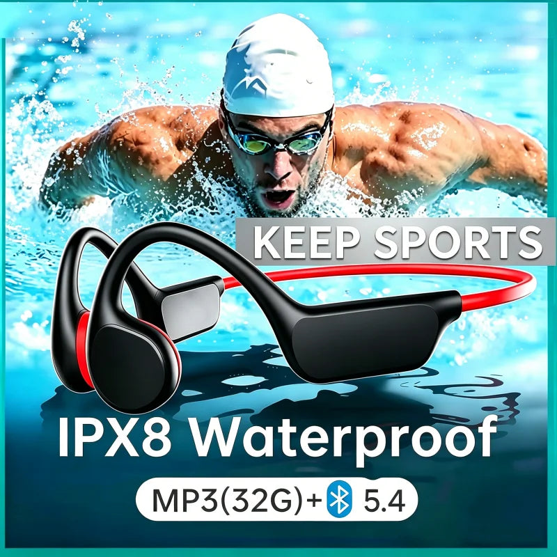 Bone Conduction Headset Wireless Swimming Sports Headphone IPX8 Bluetooth 5.4 With Mic Waterproof Exercise Fitness 2026 NEW