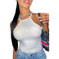 Ribbed Knit Halter Tank Top - Sexy Slim Fit Cami