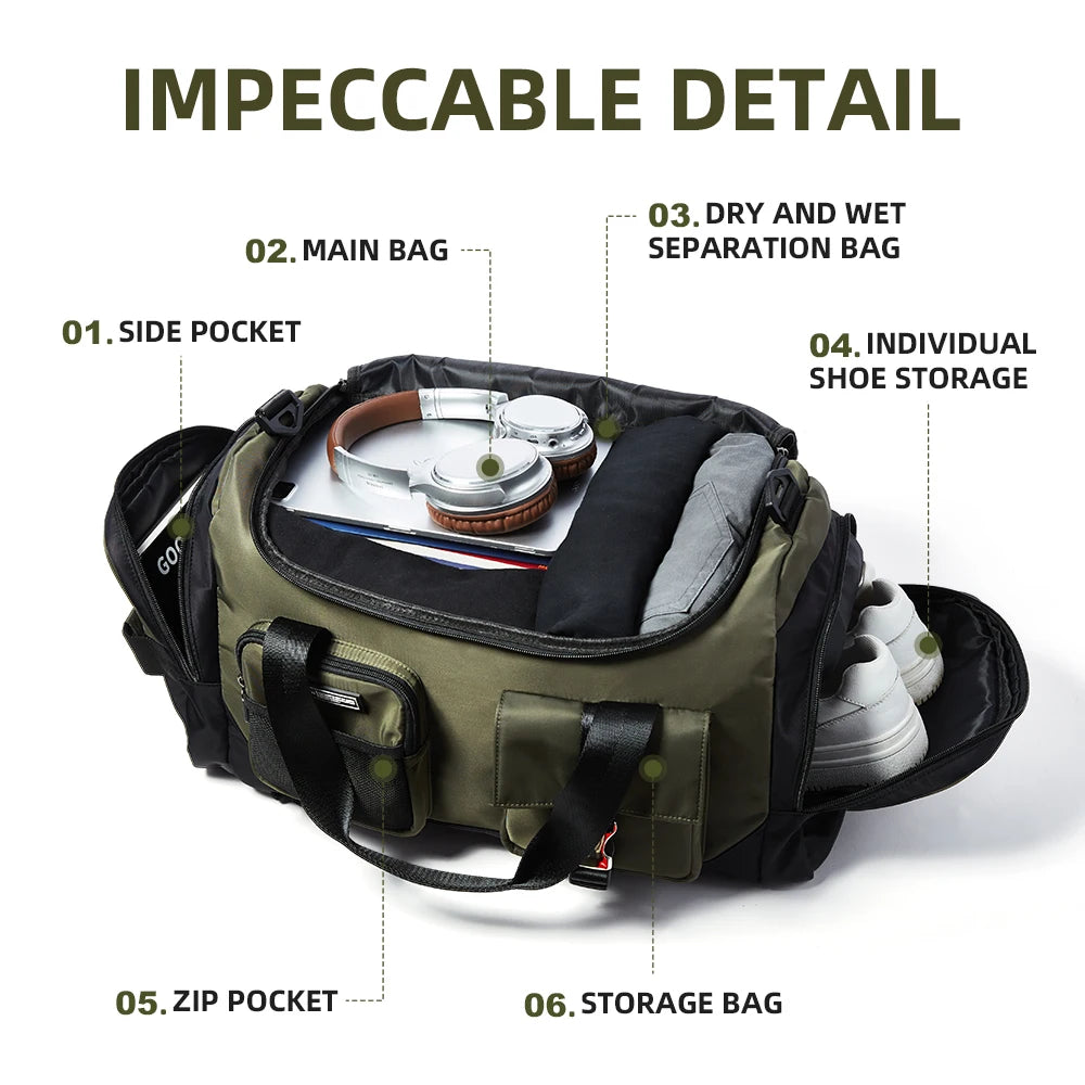 MOYYI Large Gym Backpack Travel Duffel Bag Fitness Training Handbag Waterproof Yoga Bags Wet Dry Separation Swimming Pack Men