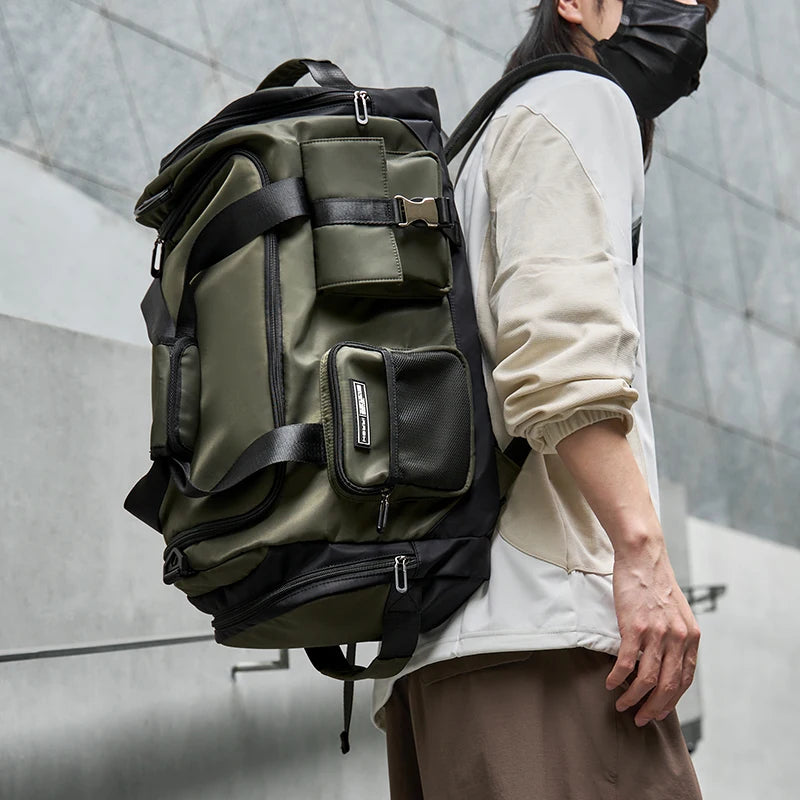 MOYYI Large Gym Backpack Travel Duffel Bag Fitness Training Handbag Waterproof Yoga Bags Wet Dry Separation Swimming Pack Men