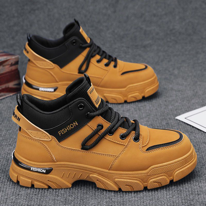 Men's Non-Slip High-Top Outdoor Sports Boots - Mesh Lining, Rubber Sole, Round Toe Lace-Up Athletic Footwear