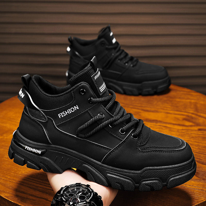 Men's Non-Slip High-Top Outdoor Sports Boots - Mesh Lining, Rubber Sole, Round Toe Lace-Up Athletic Footwear